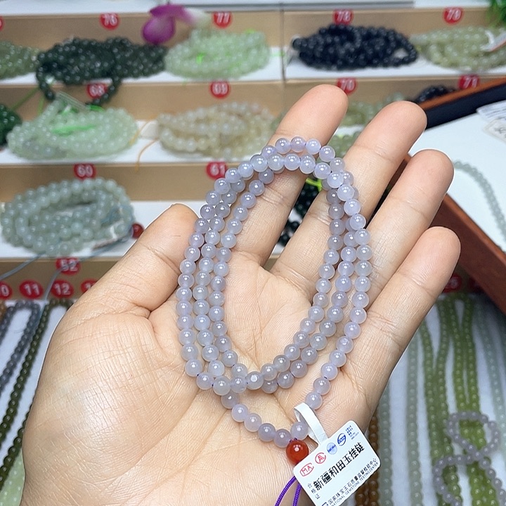 和田玉颈饰未镶嵌青*?5mm