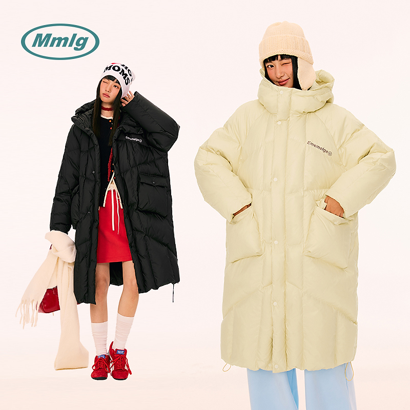 【三防90绒】Mmlg2025年冬长款连帽羽绒服双开拉链情侣同款EQY019