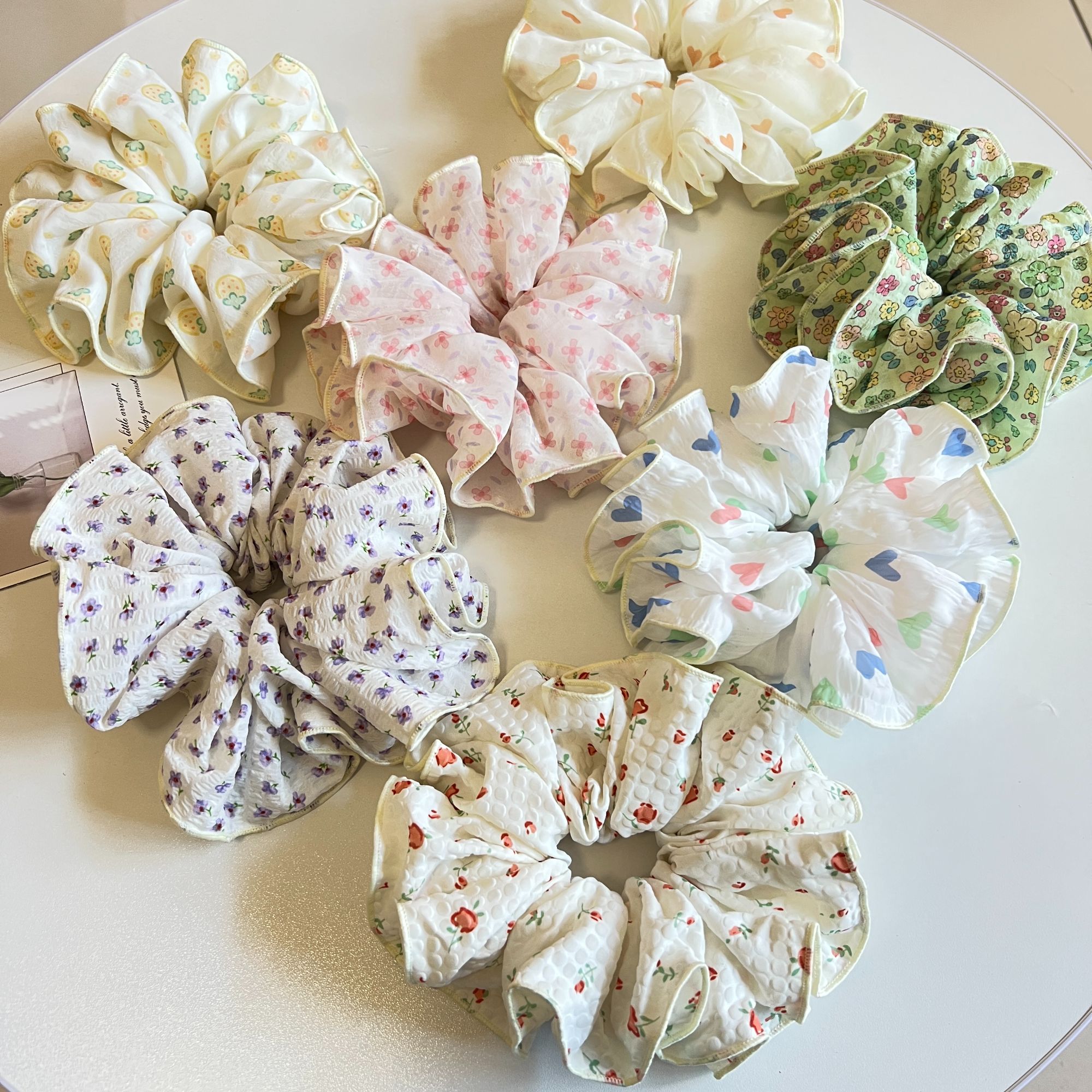 精美发圈蝴蝶结蕾丝花边碎花马尾少女头绳新款清新气质可爱复古