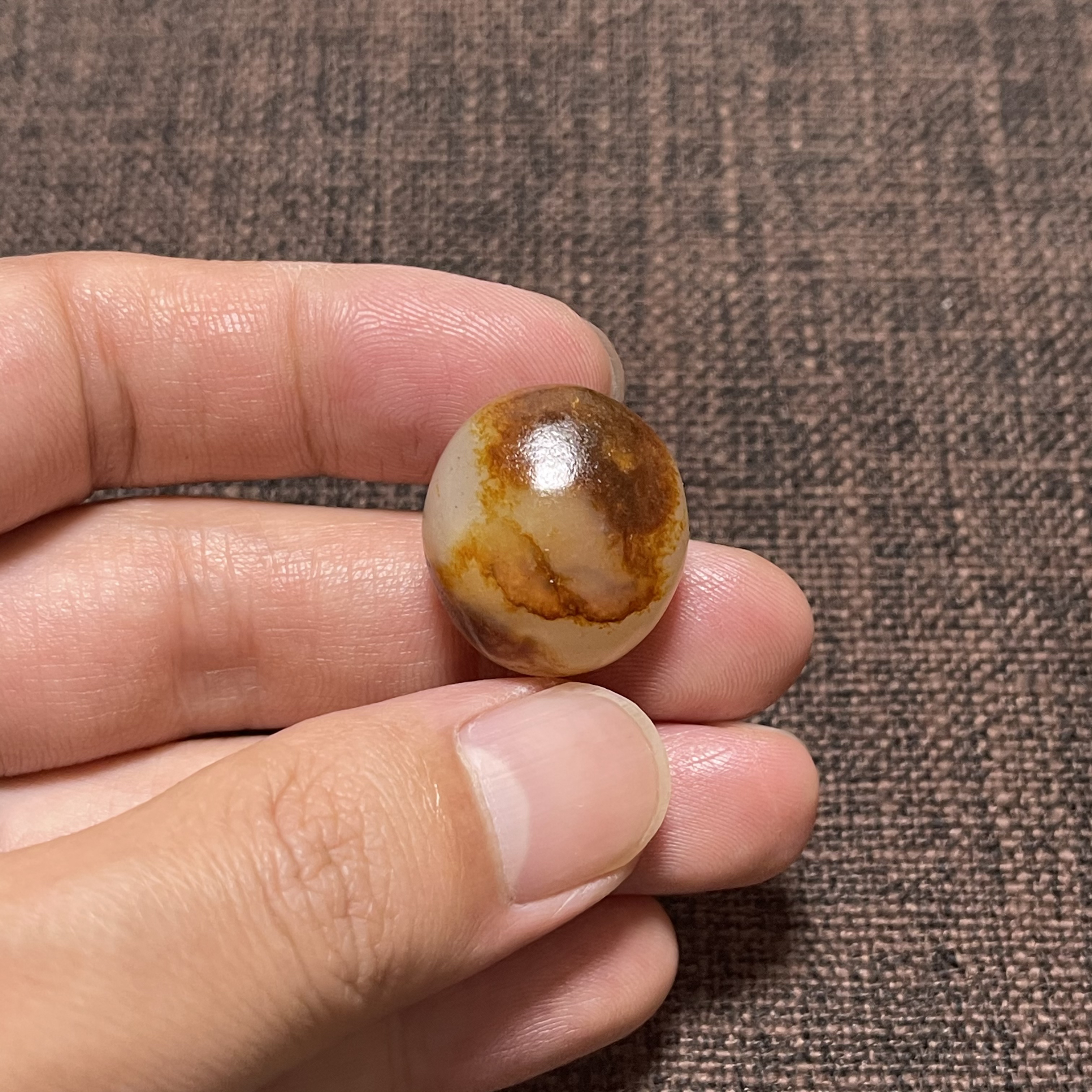 红皮白玉原石围棋子手串籽型好蛋面镶嵌吊坠挂坠三通车挂发饰手绳