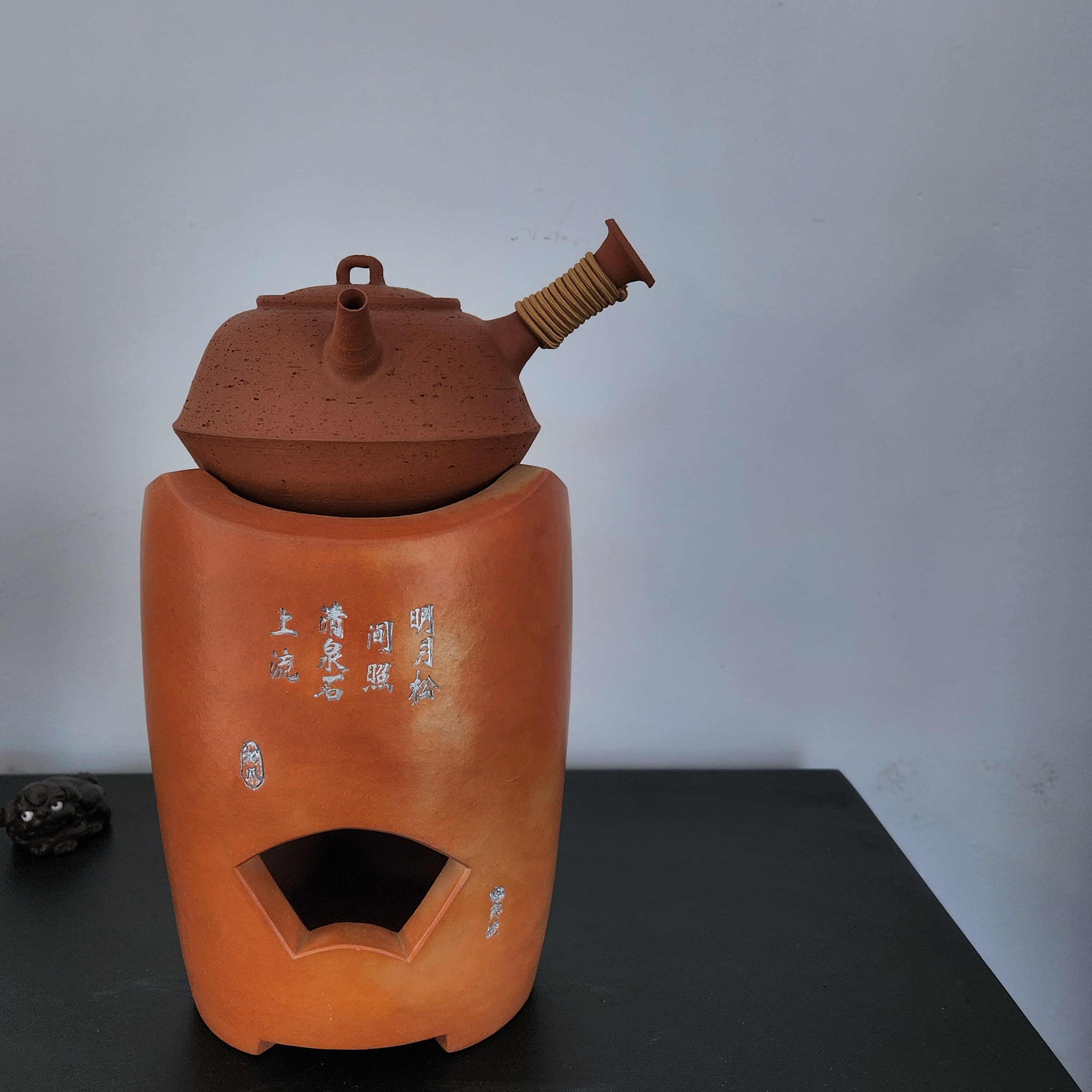 【云山茶语】裕兴号三峰炉水木红泥调砂长侧把工夫茶壶煮茶炉套装