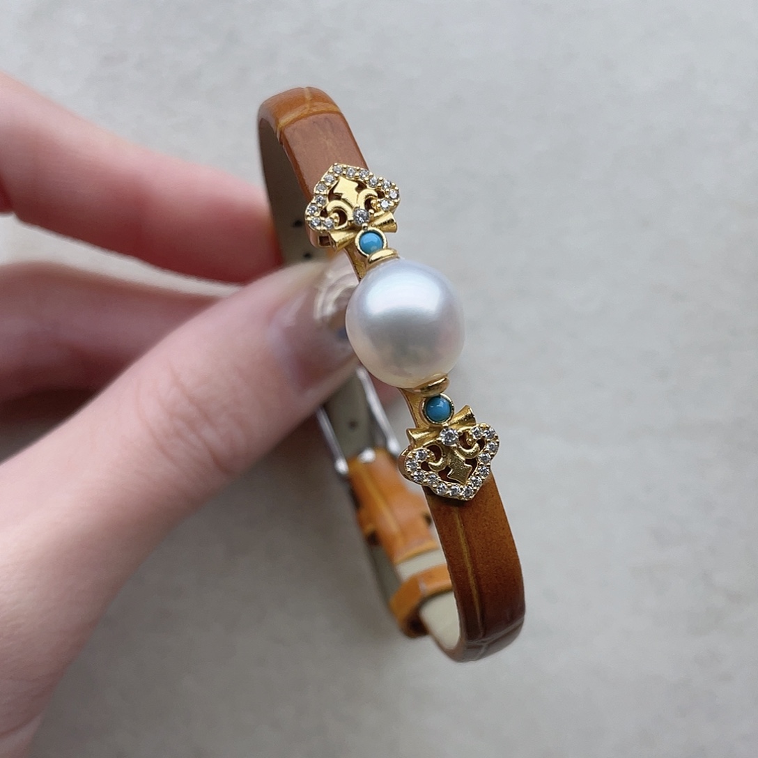 手链100海水珍珠银S925镶嵌