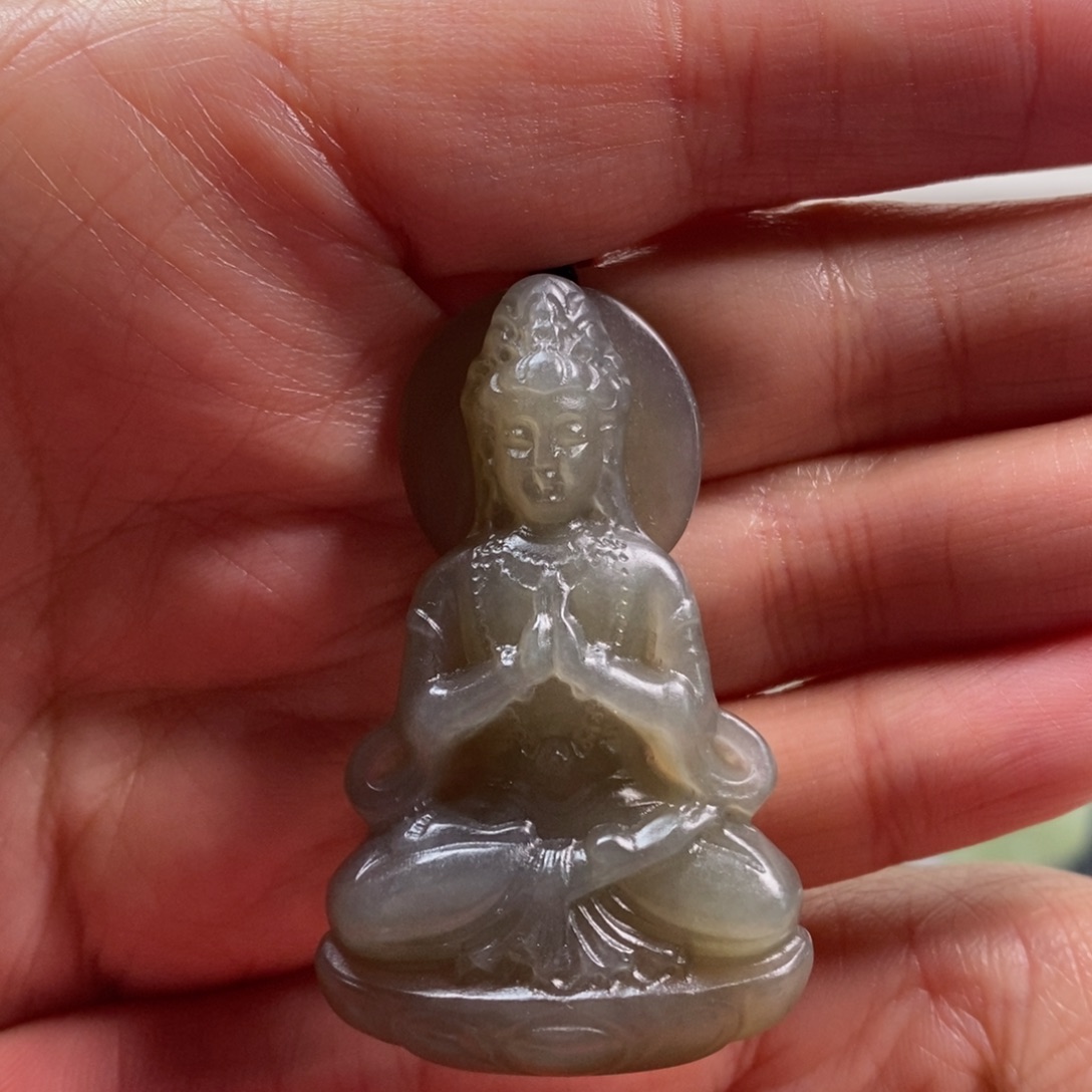 和田玉未镶嵌颈饰和田玉观音吊坠挂件