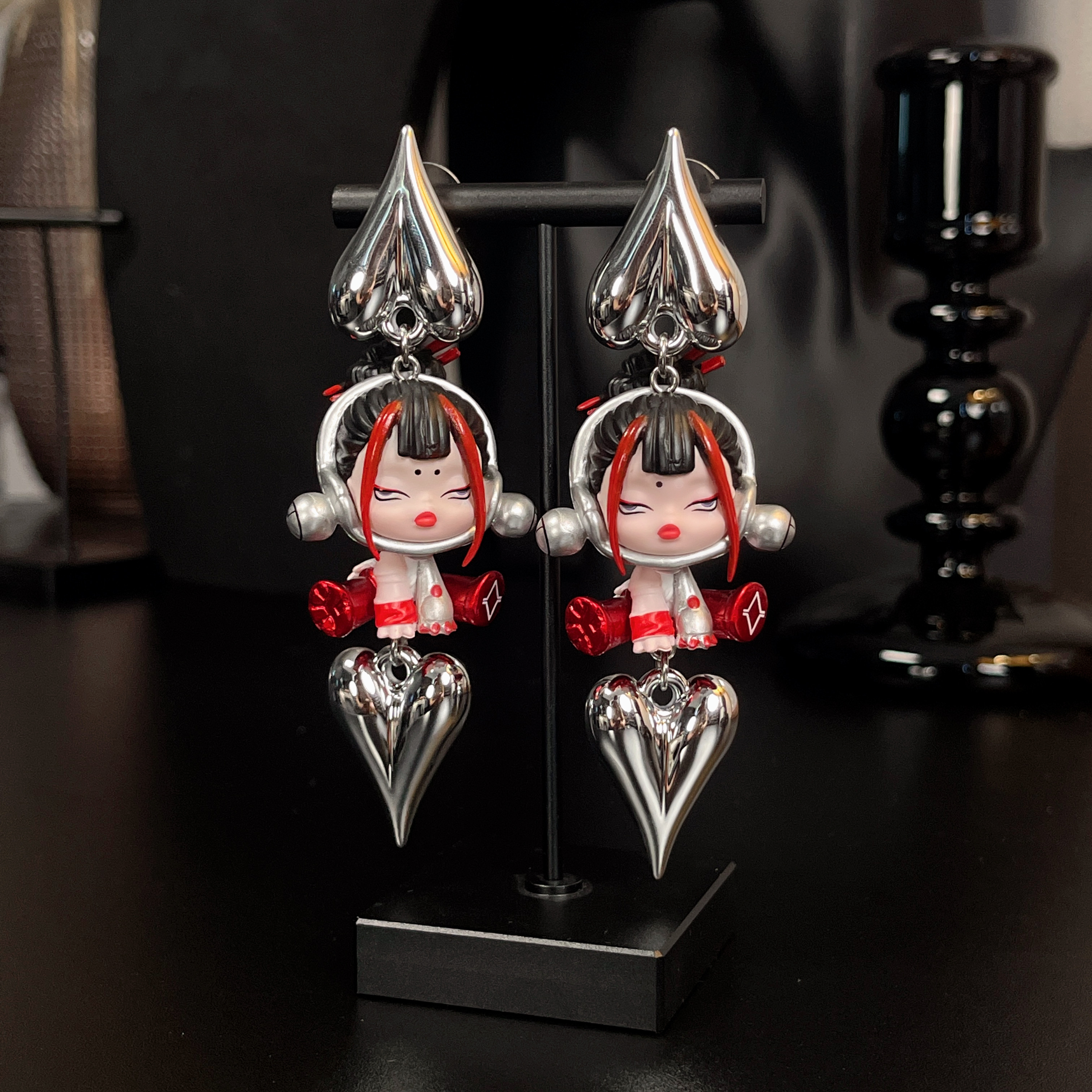 MillanMier 合金树脂耳饰 创意设计时尚小众迷你手办可爱魔女耳环