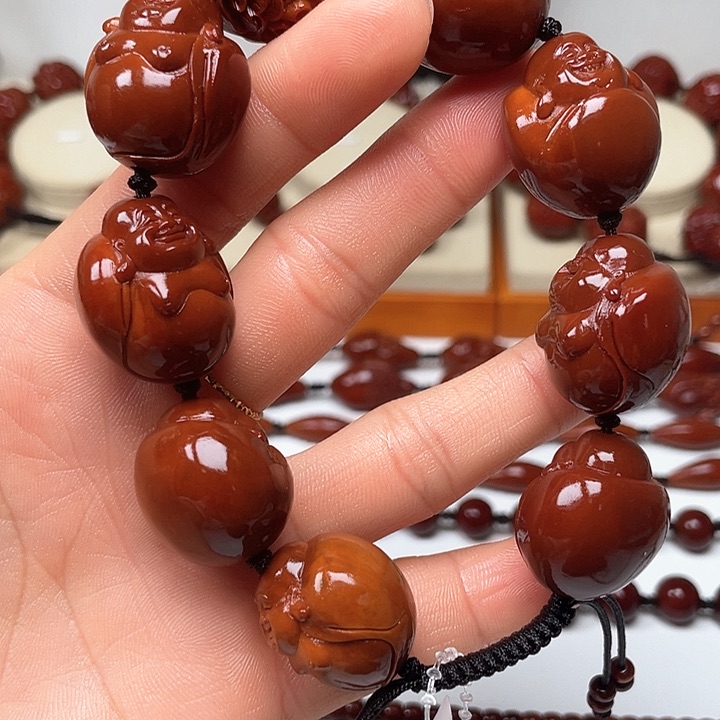 橄榄核手串张*玉化弥勒