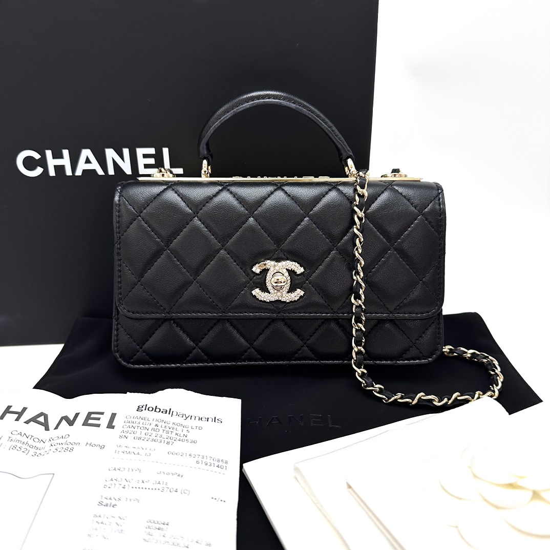 99新 Chanel/香奈儿 黑金25S钻扣Trendy CC woc风琴包  52915