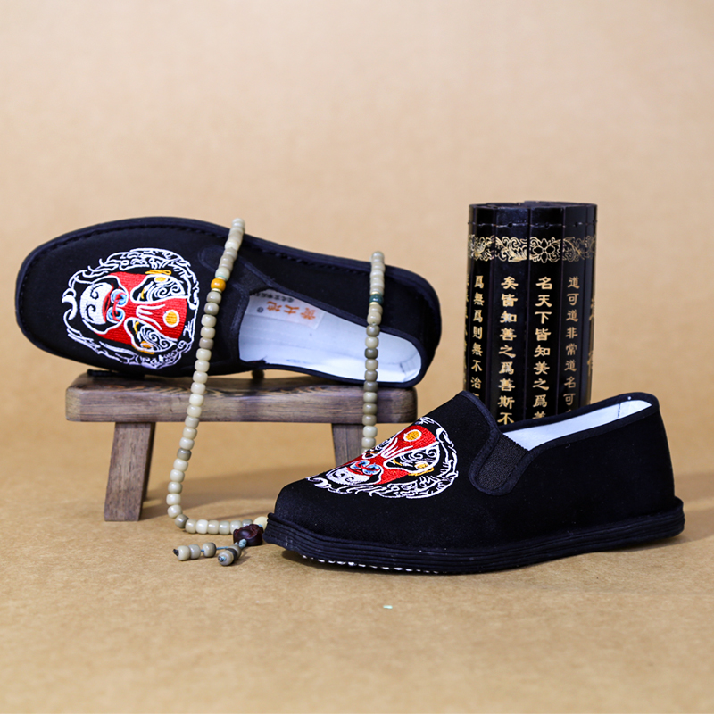 黄土地脸谱千层底布鞋男鞋刺绣布鞋春夏透气老北京布鞋休闲开车