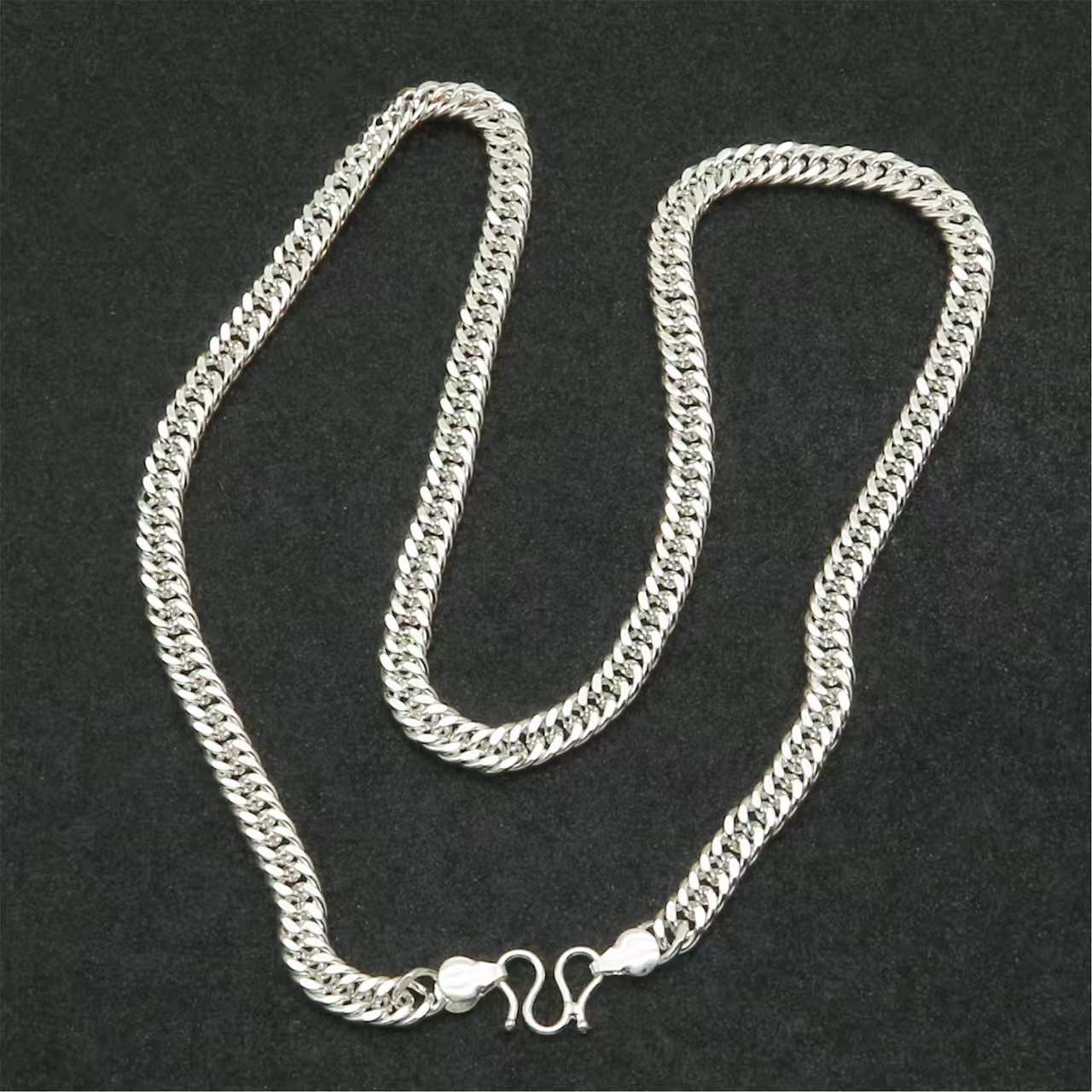 坠链均足银 潮流马鞭链古巴链气质百搭项链