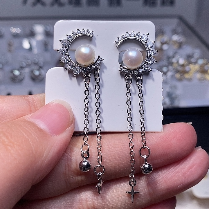 耳饰淡水珍珠银S925镶嵌