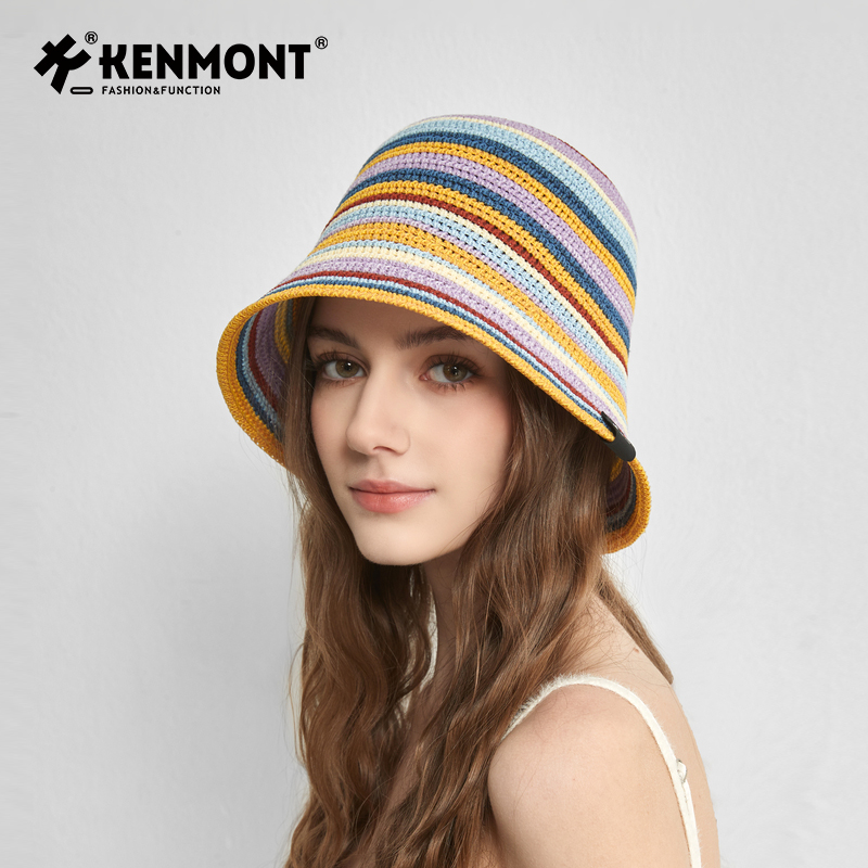 卡蒙镂空编织盆帽撞色百搭可折叠渔夫帽夏季休闲度假海边太阳帽女