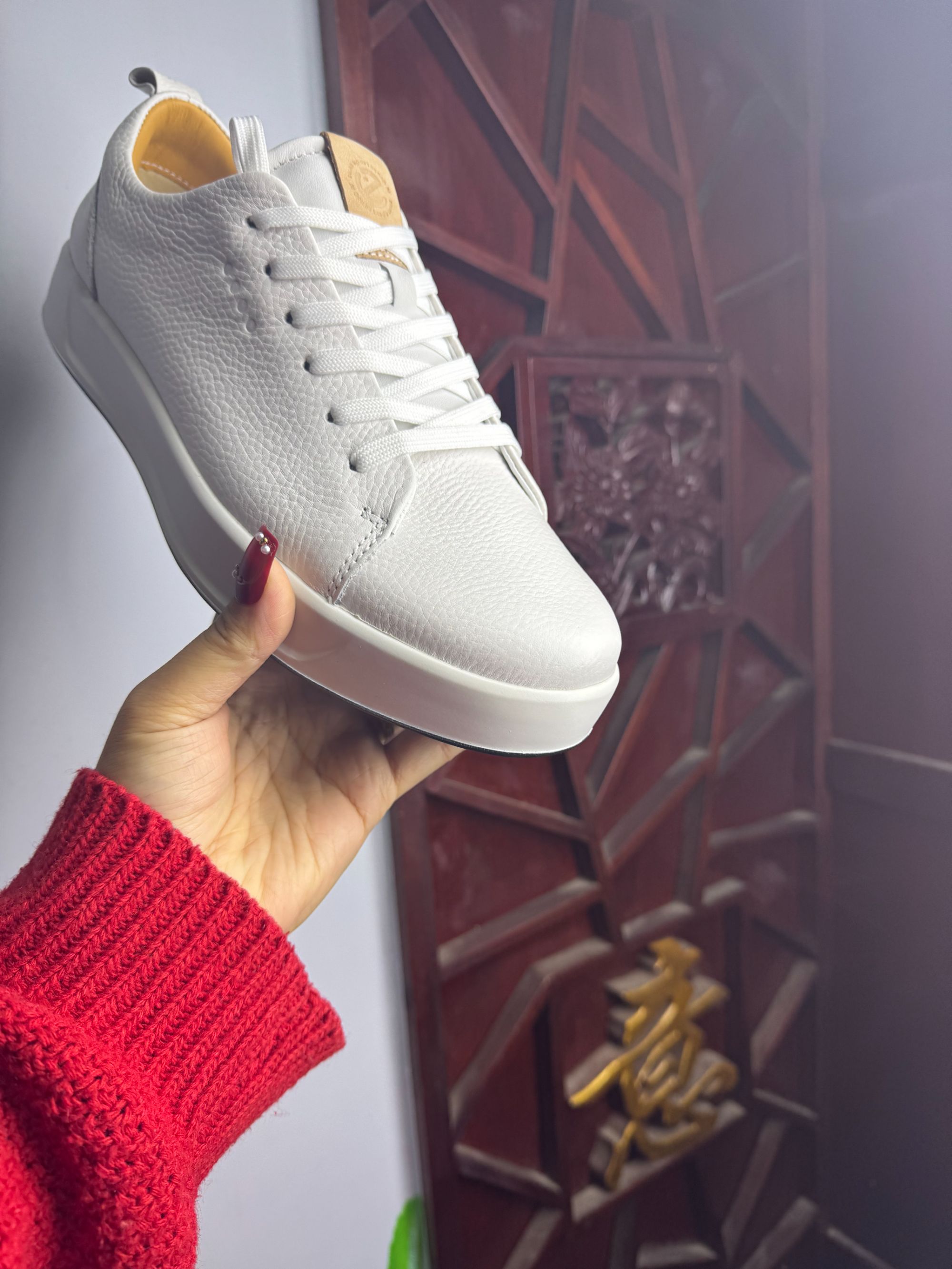 武哥时尚商务休闲户外男款高尔夫运动鞋舒适百搭真皮男士白色