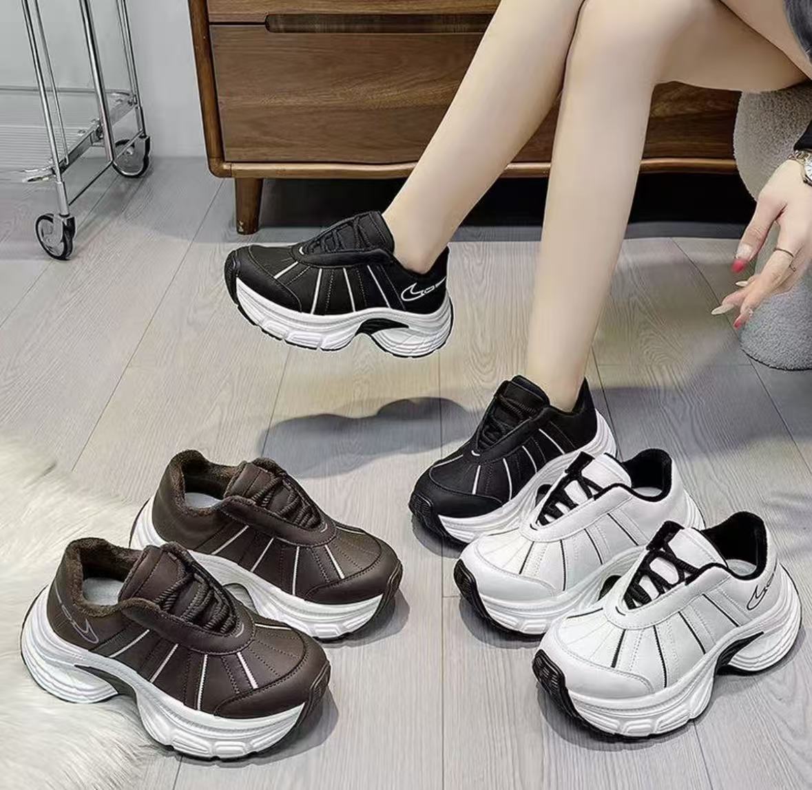 欧货爆款老爹鞋女2025加绒新款百搭系带休闲运动鞋厚底增高女鞋潮