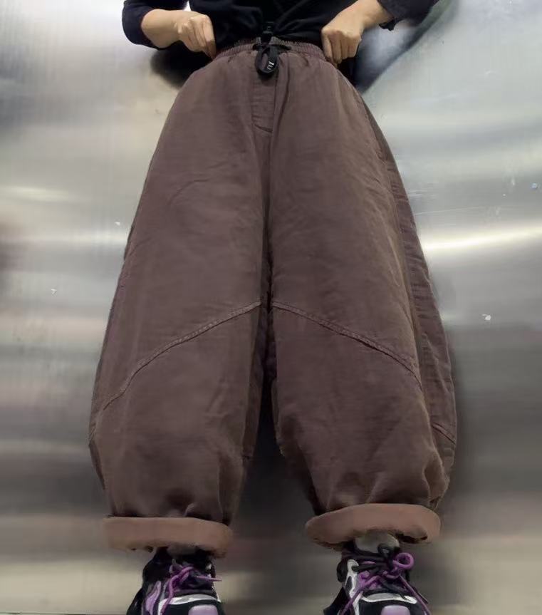 单色百搭加棉加厚棉裤355805