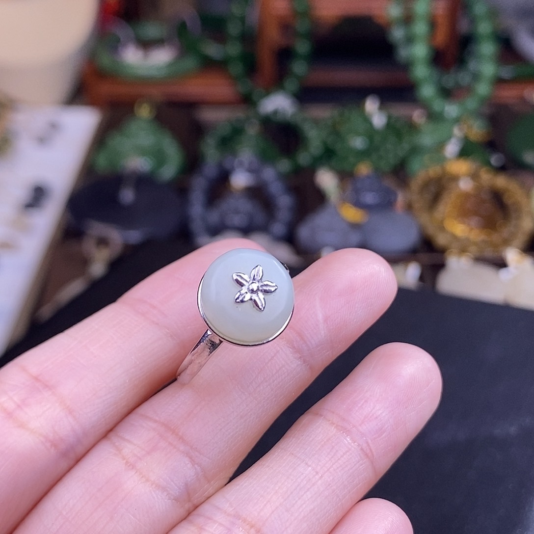 和田玉925.银戒指清货价未镶嵌