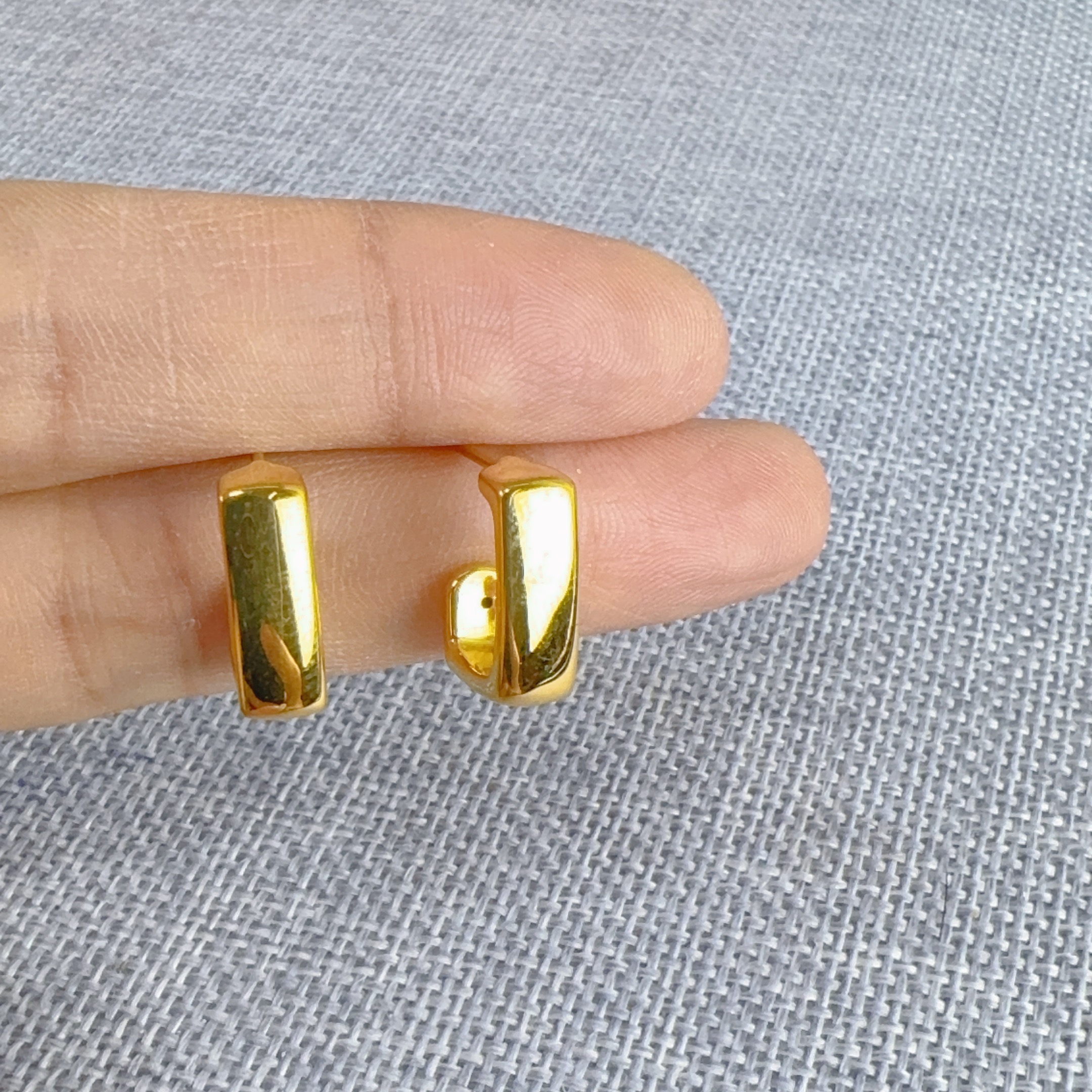 5D黄金足金999 方形几何耳饰 气质时尚 简约 12801 12812