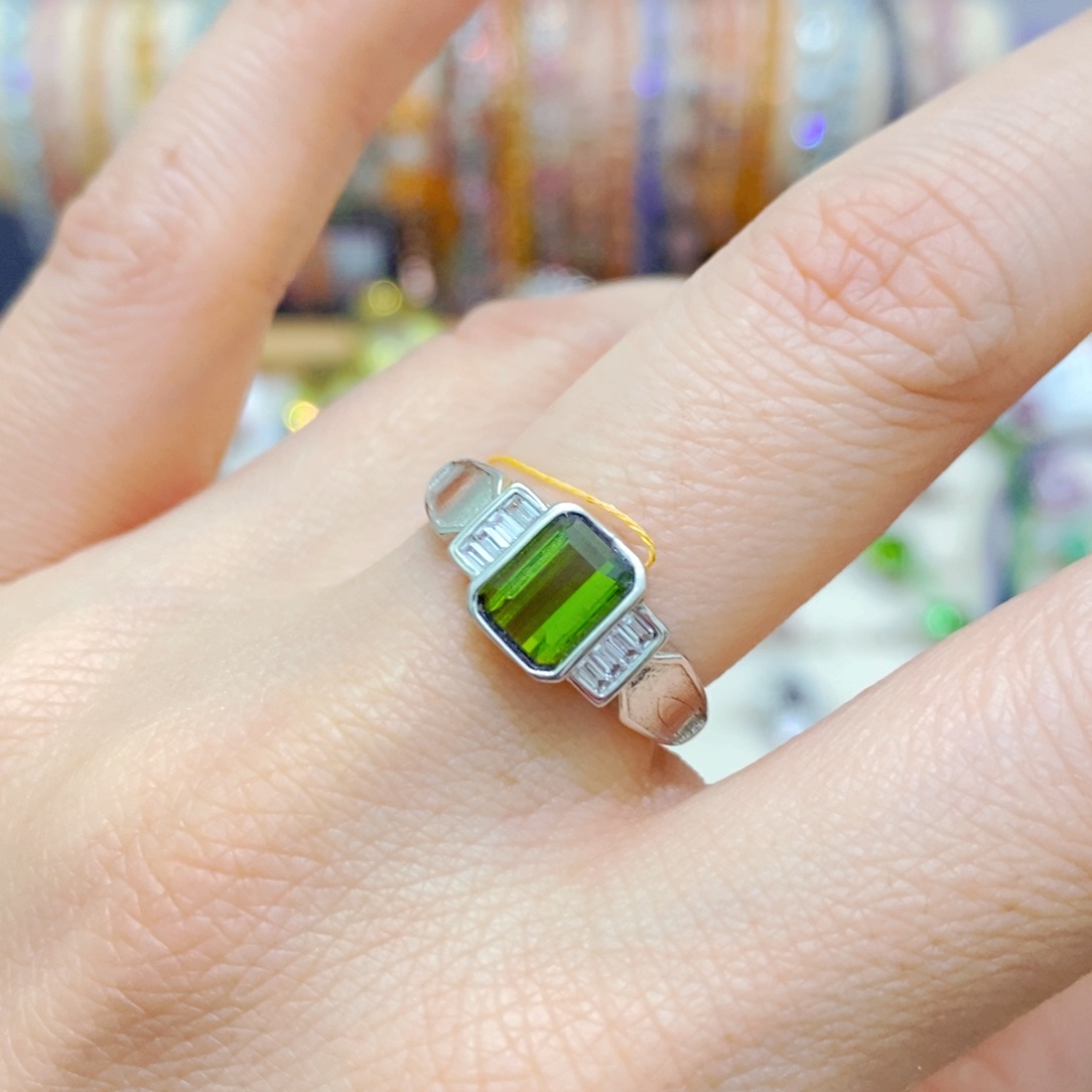 碧玺戒指银S925镶嵌戒指