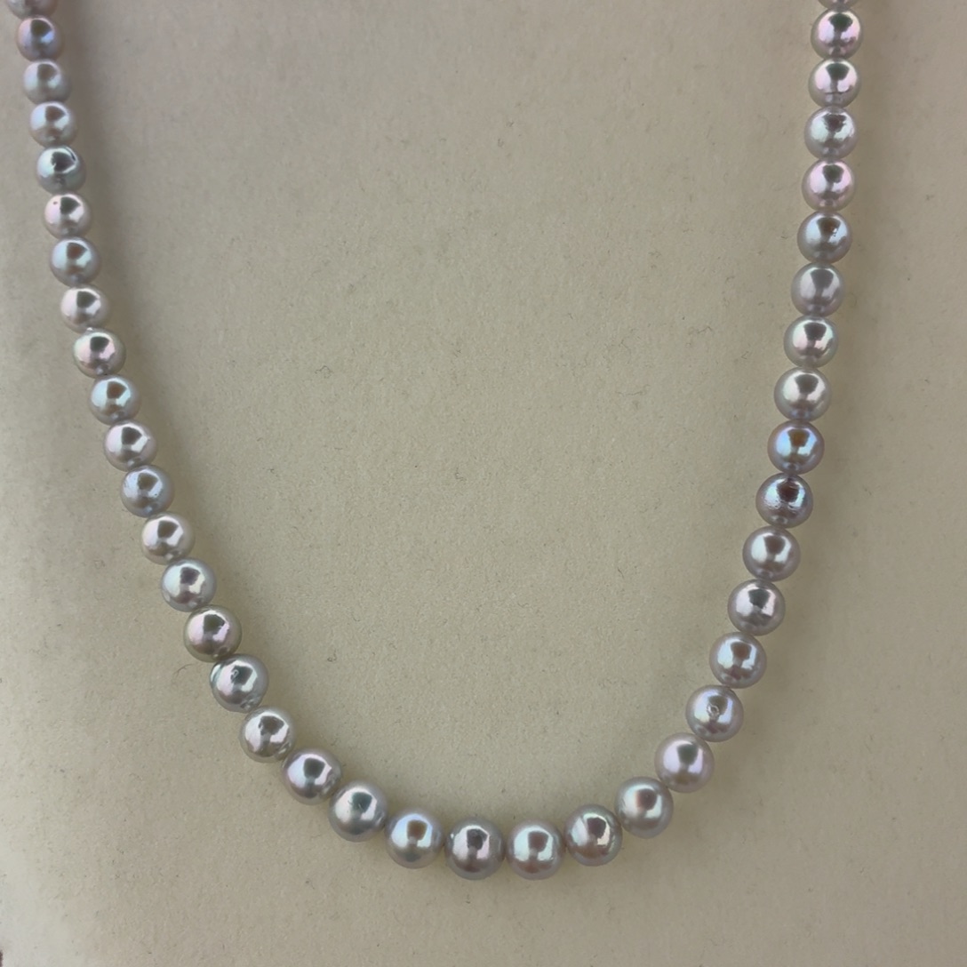 海水珍珠银S925镶嵌耳饰6-7真多麻项链