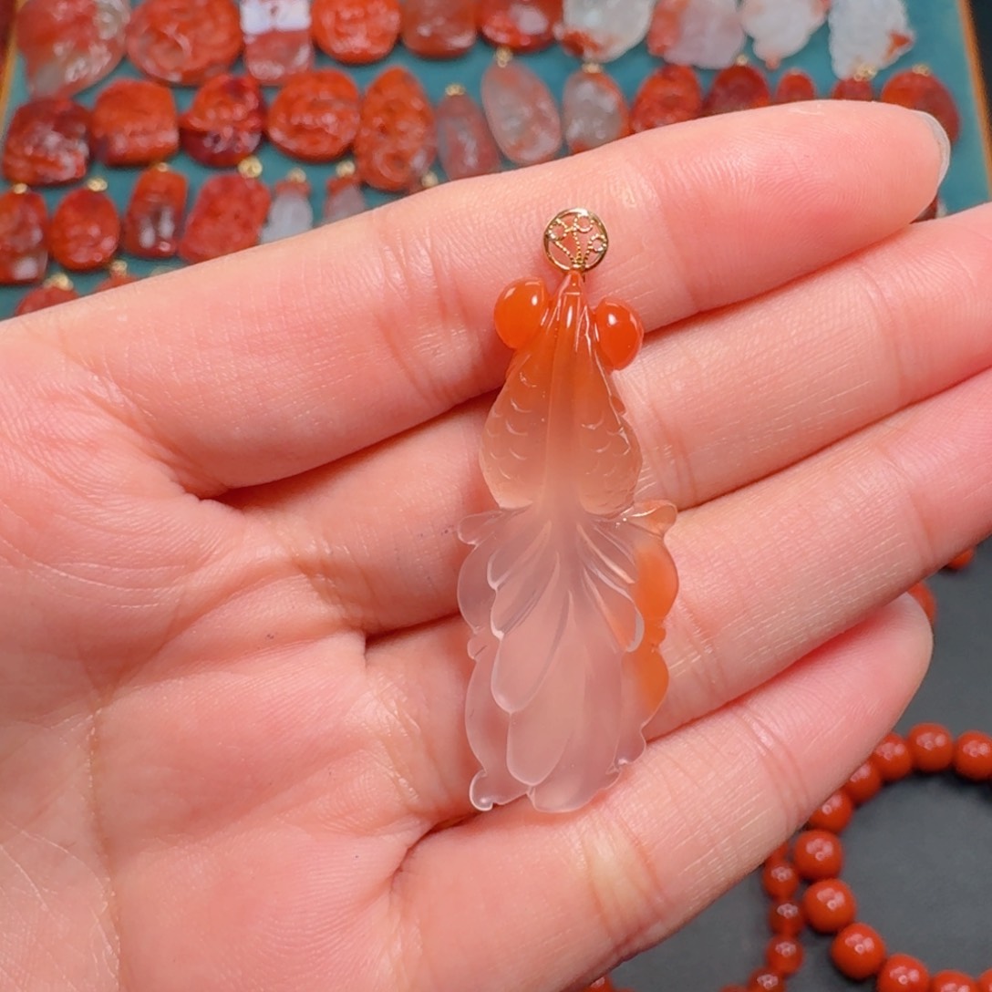 南红玛瑙南红18K金镶嵌