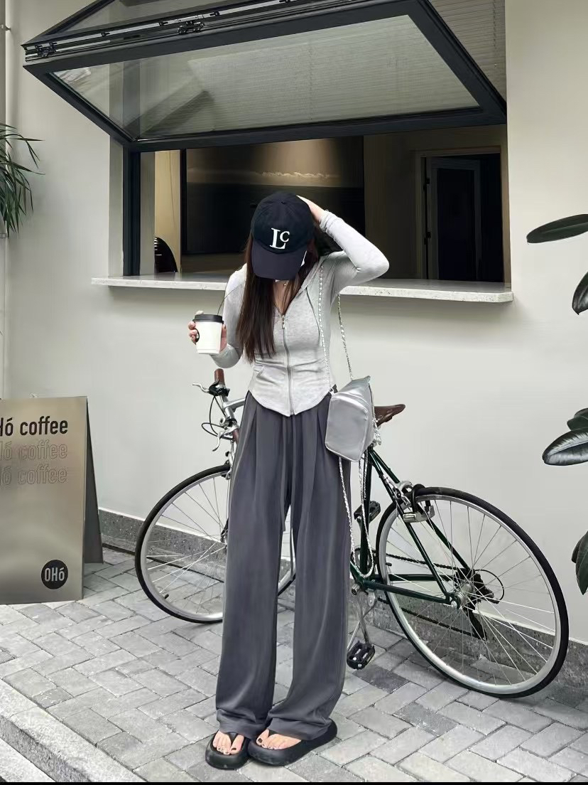 @哈呐I铜氨丝高腰垂感阔腿裤女薄款防蚊休闲直筒裤