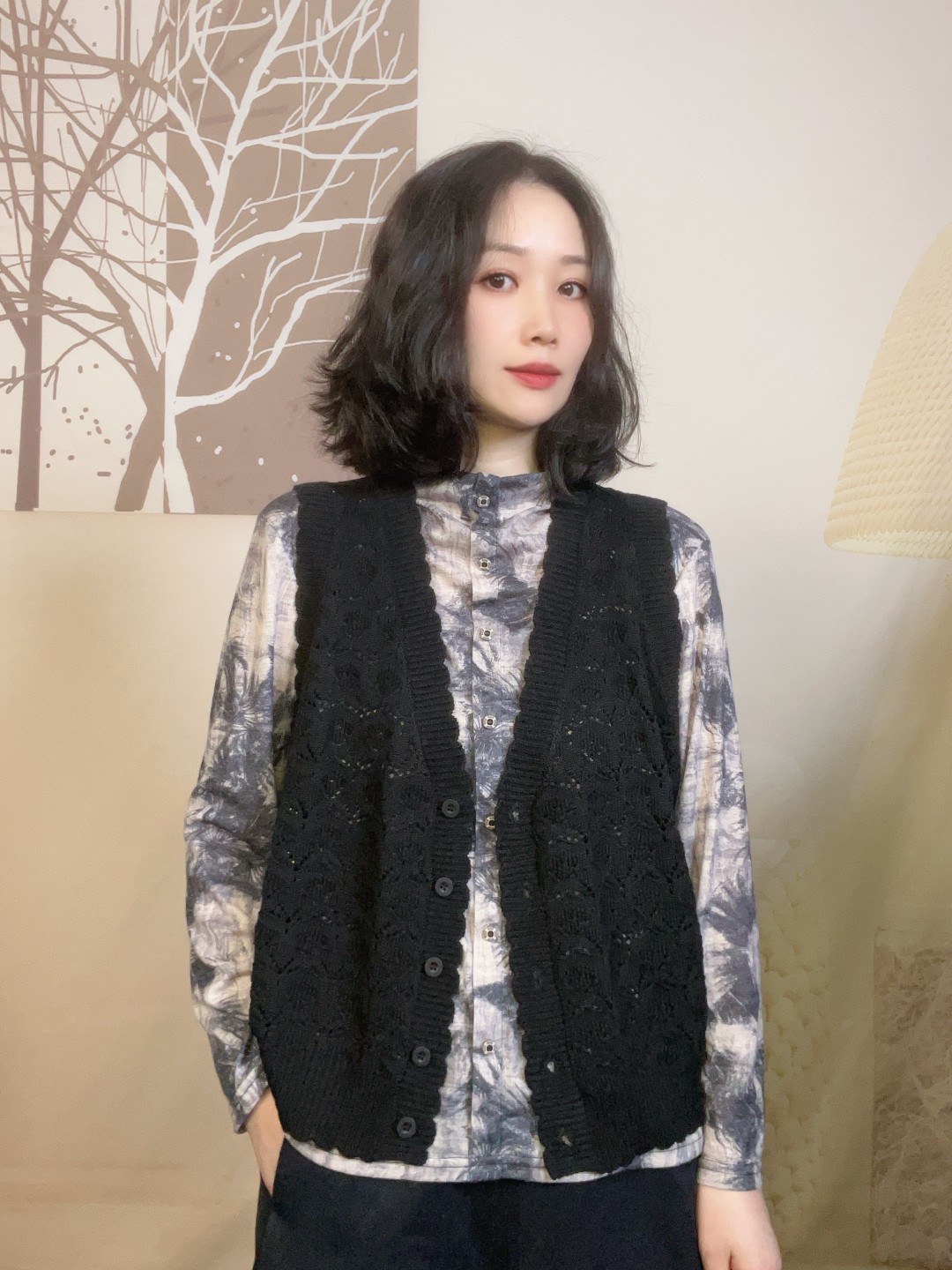 秋款休闲宽松百搭针织棉线毛衣开衫女士马甲