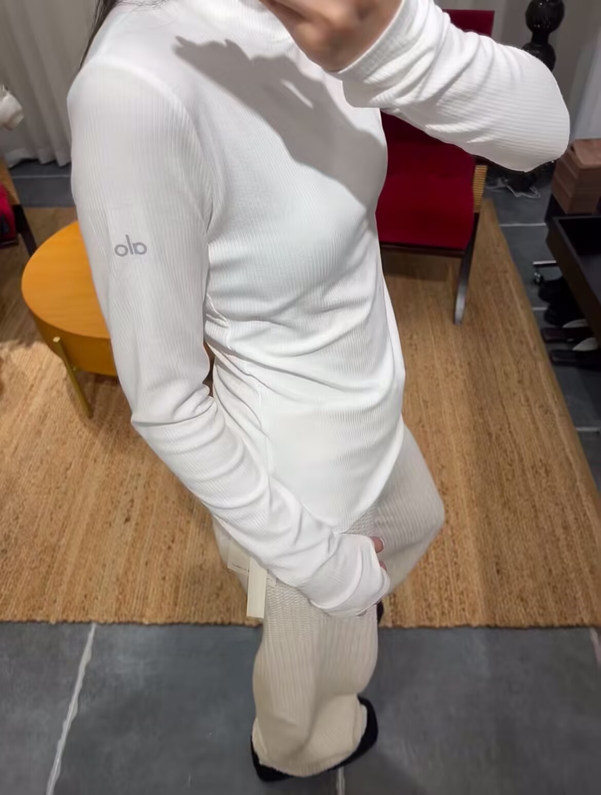 A1o螺纹修身长袖打底衫透气棉男女同款百搭显瘦休闲圆领上衣