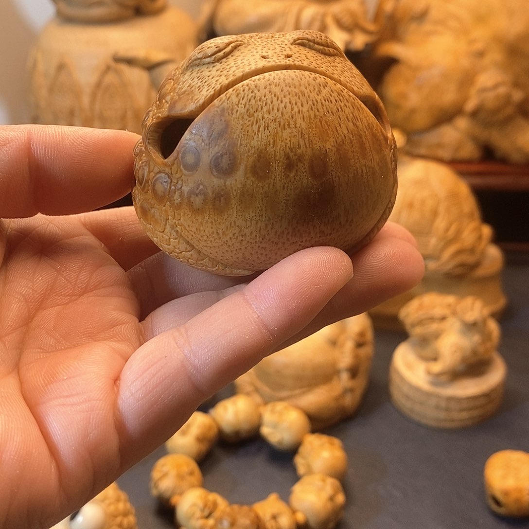 竹竹根雕悟道木鱼