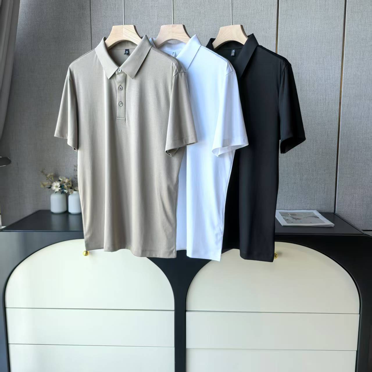 1018液氨莱赛尔棉翻领短袖~YUAN单代加工品质男款