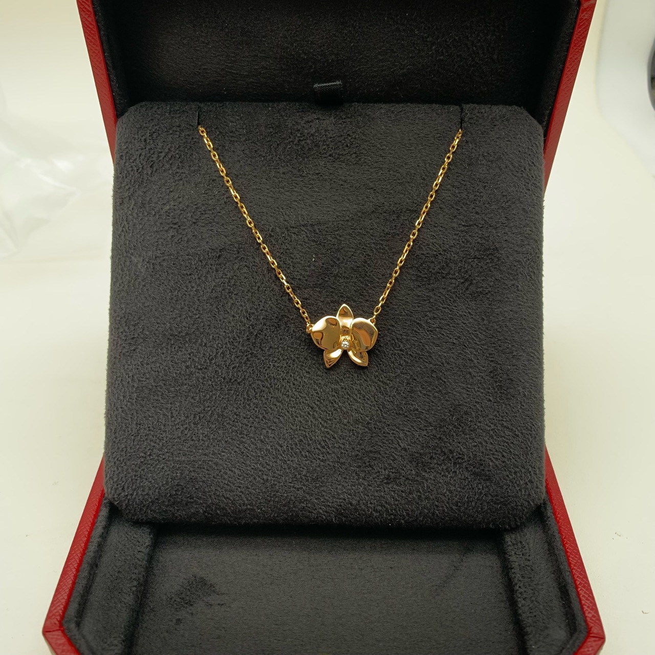 95新 Cartier/卡地亚 卡地亚花卉项链玫瑰金单钻