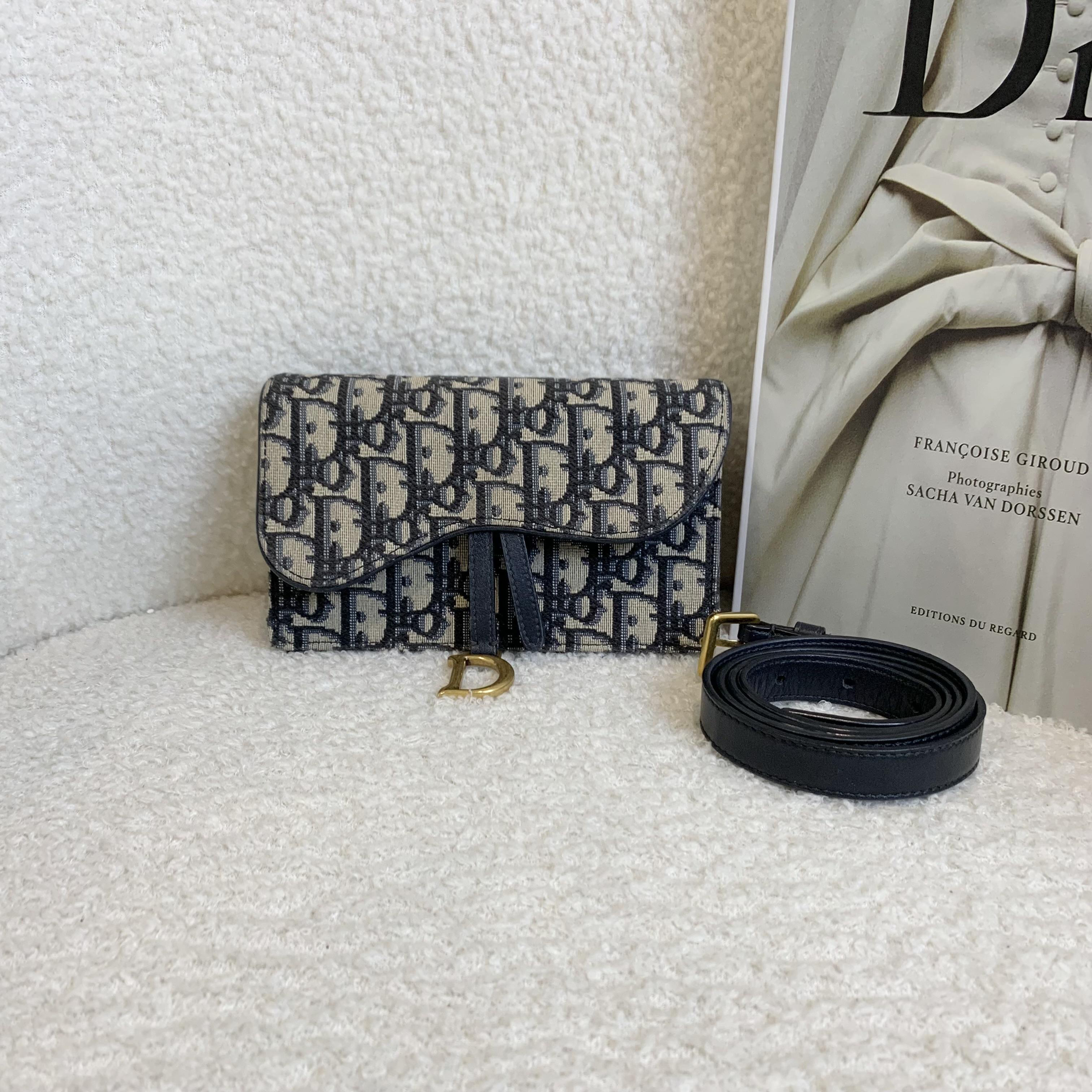 95新 DIOR/迪奥 壹臻/蓝色老花刺绣马鞍腰包 19994462