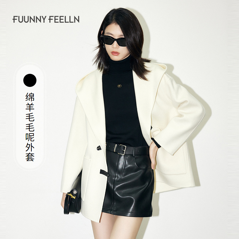 佛冬季新中式绵羊毛大衣气质中长款毛呢外套FL00391