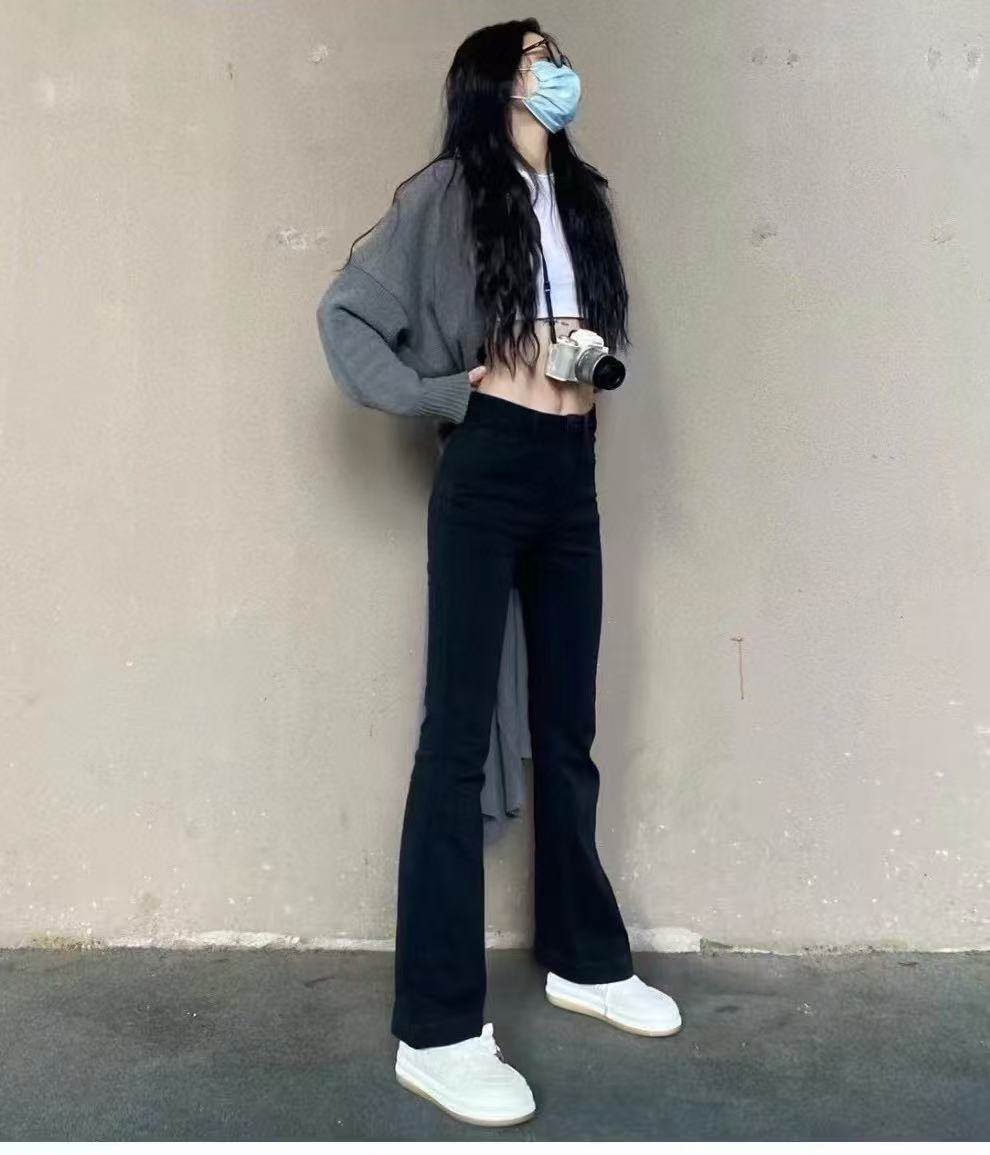 “fm元厂微喇叭薄款牛仔裤”高弹力显腿长04201