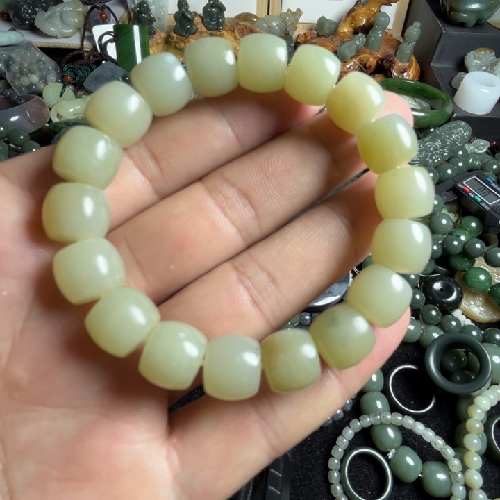 和田玉手串未镶嵌卡12