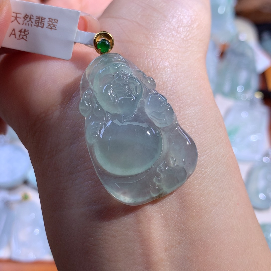 翡翠颈饰18K金镶嵌财财