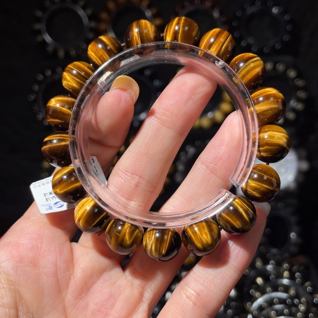 木变石未镶嵌手链12mm千层闪电纹黄虎眼