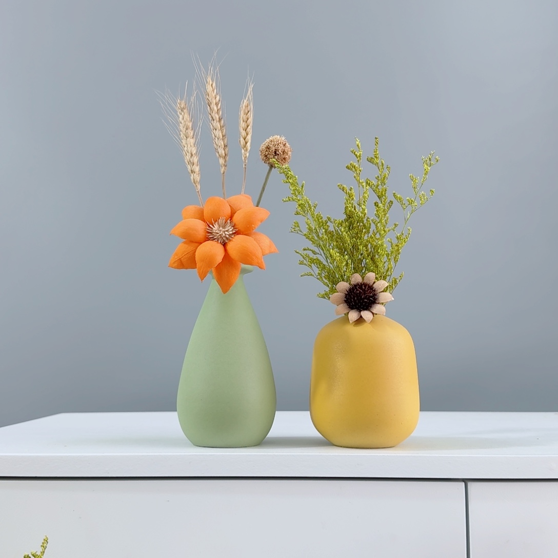摆件陶瓷花瓶摆件含花总高约20-30cm
