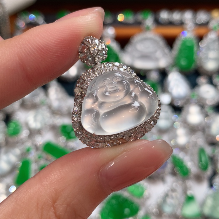 【闪购商品】翡翠18K金镶嵌颈饰佛公