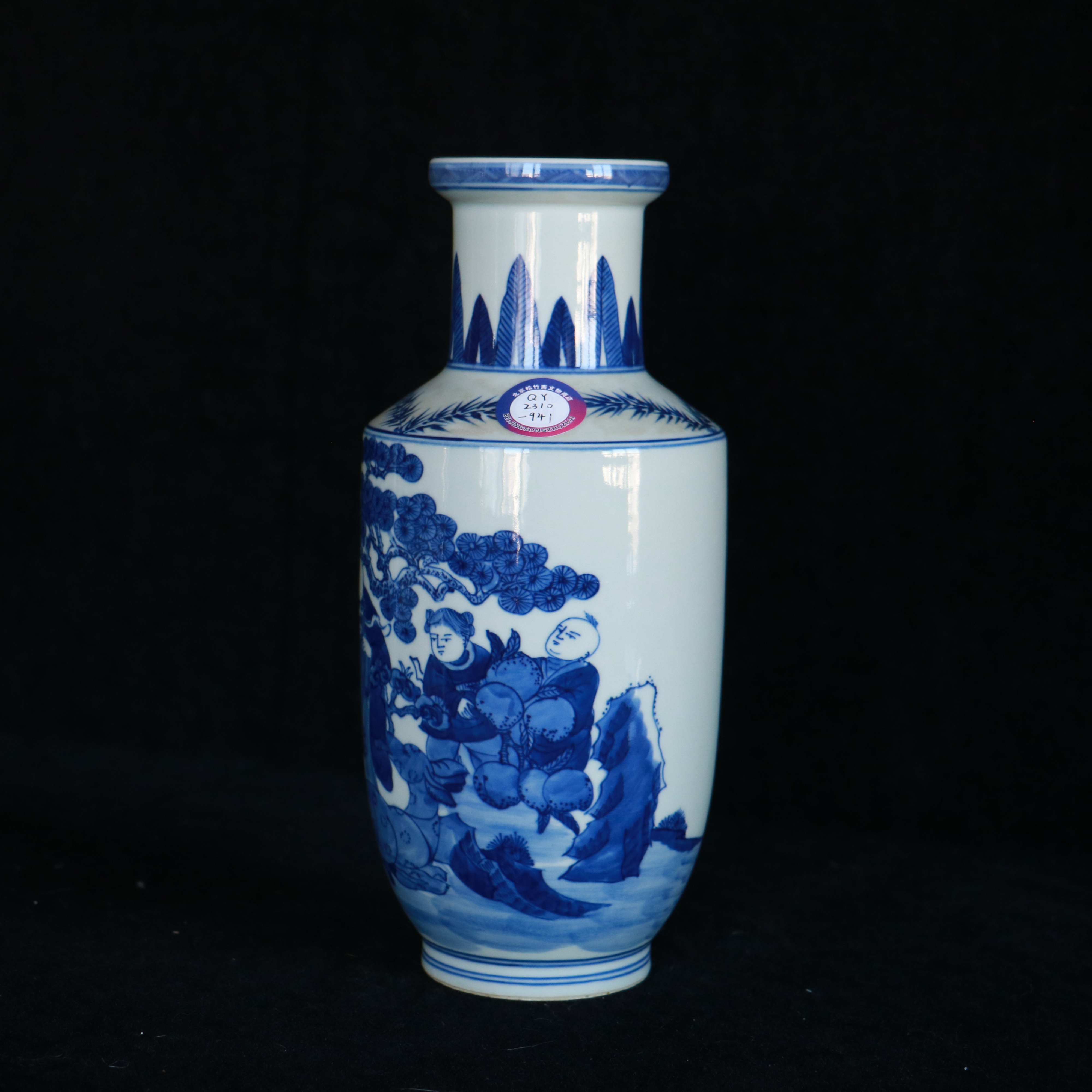 清晚  青花福禄寿棒槌瓶