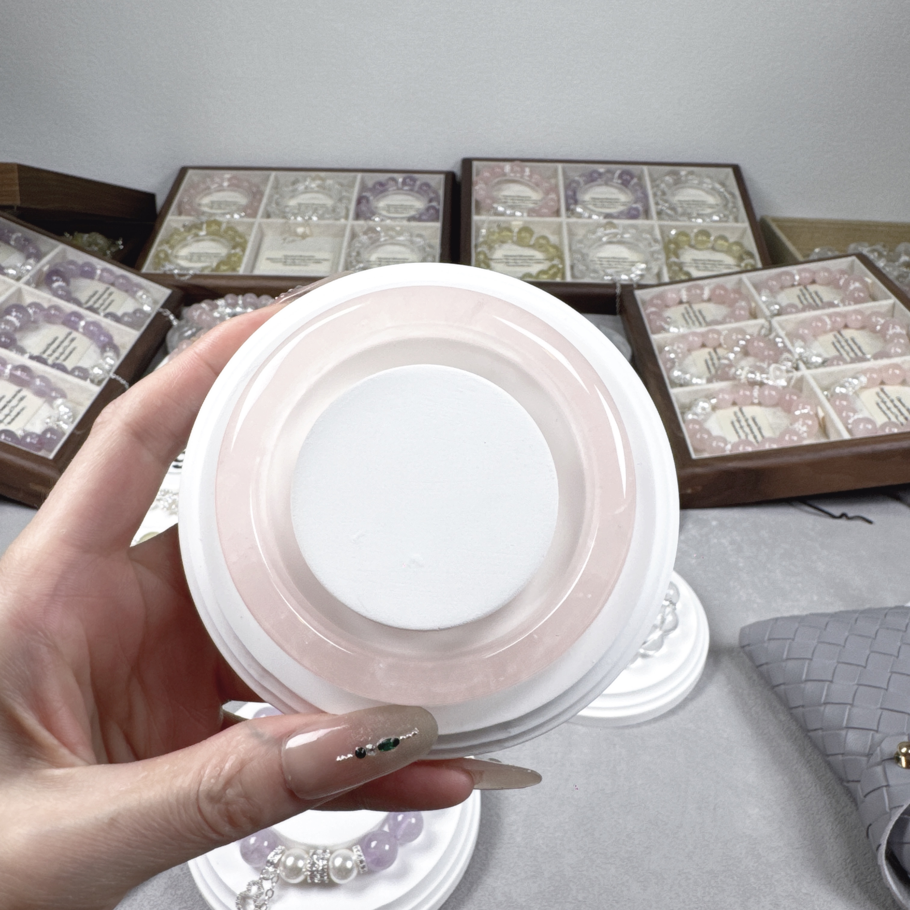 真品 纯天然粉水晶 手镯 