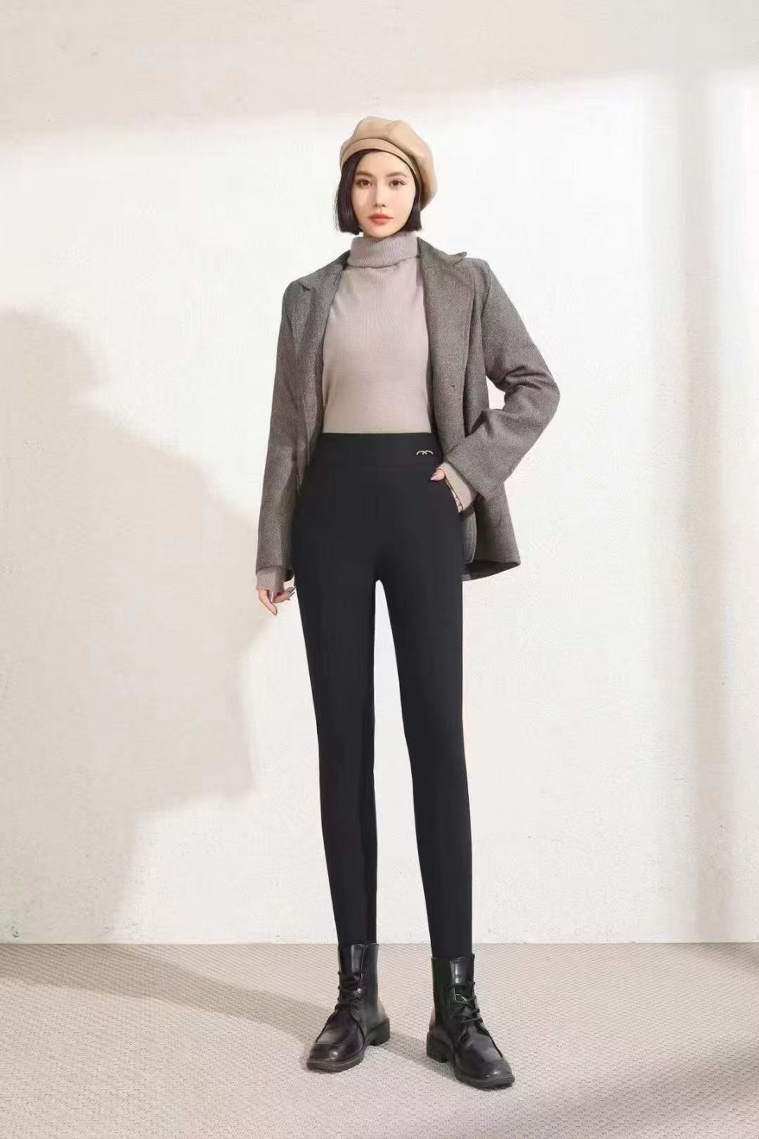 羽绒高腰铅笔裤成人棉裤打底裤冬季女款秋冬小黑裤羽绒