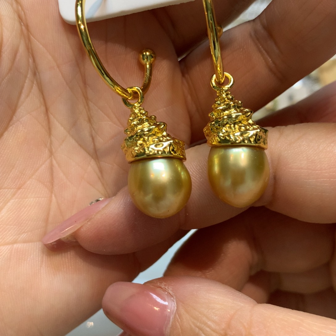 海水珍珠耳饰银S925镶嵌