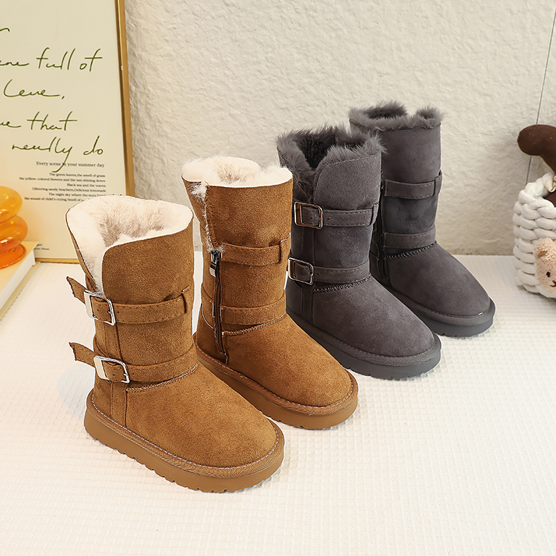 GUAIGUAI加厚防滑转运珠亲子可爱时髦防滑靴雪地靴男女童