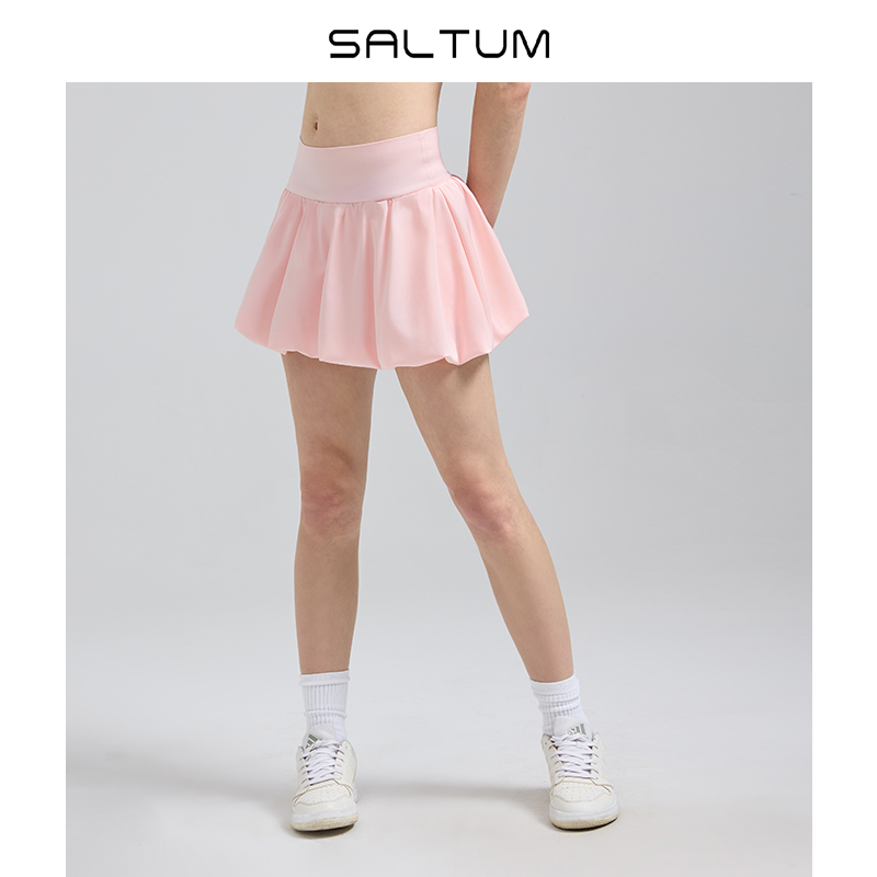 saltum网球裙女花苞裙高腰蓬蓬裙假两件防走光小个子运动半身裙子
