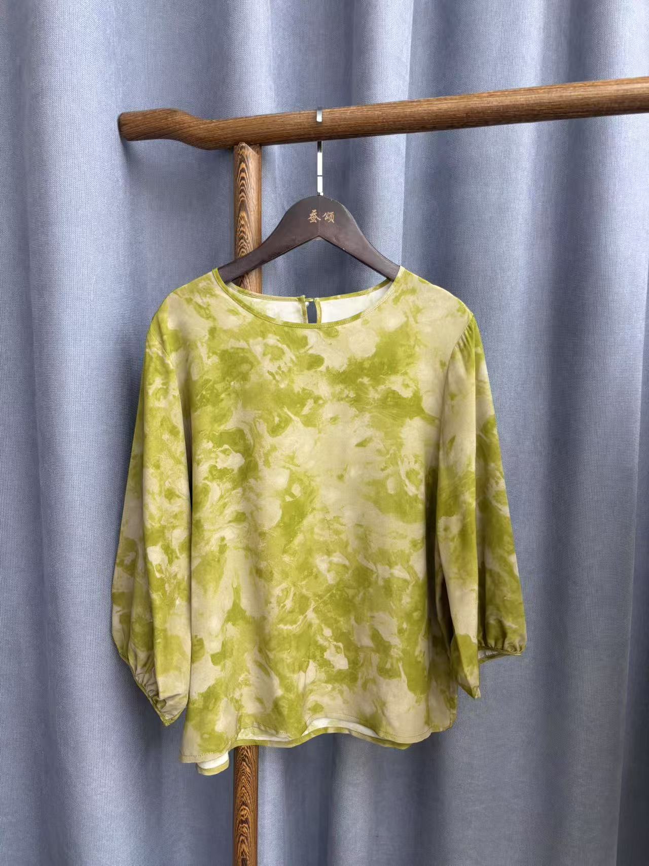 2025夏季新款休闲时尚圆领桑蚕丝双绉上衣女A295