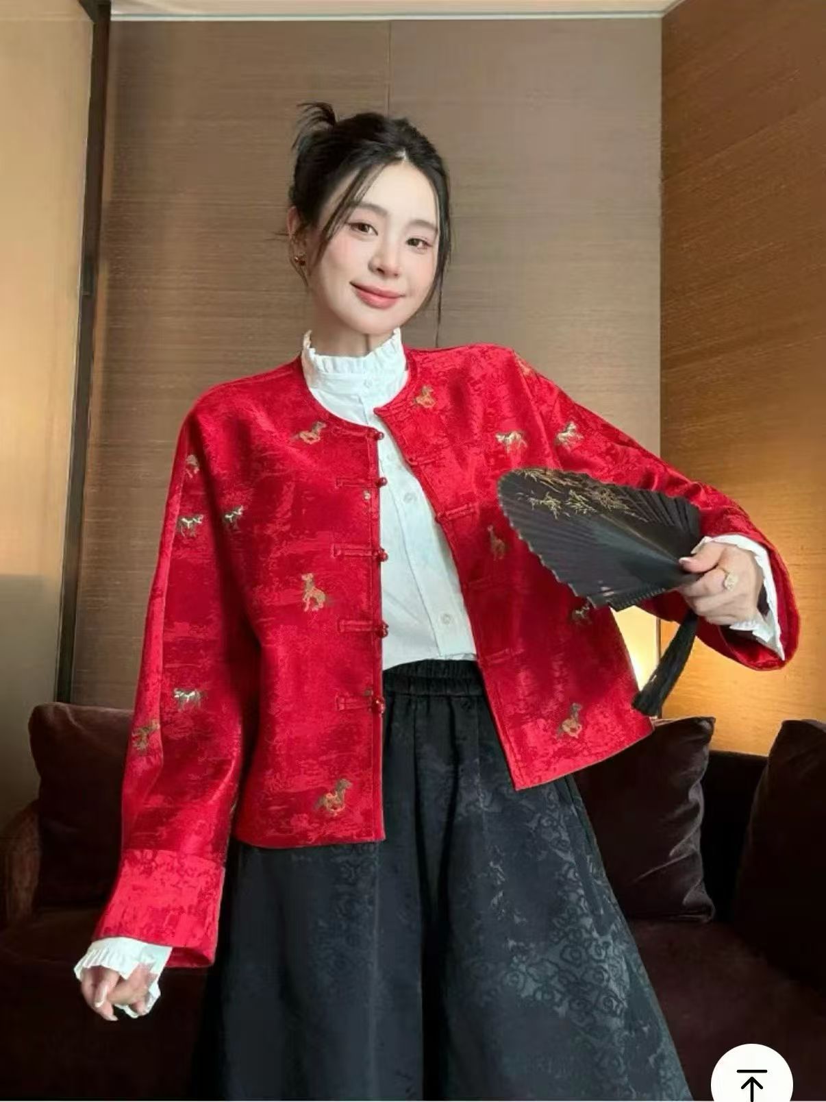 【新春好】墨墨家早春高定刺绣七彩小马新中式国风女上衣