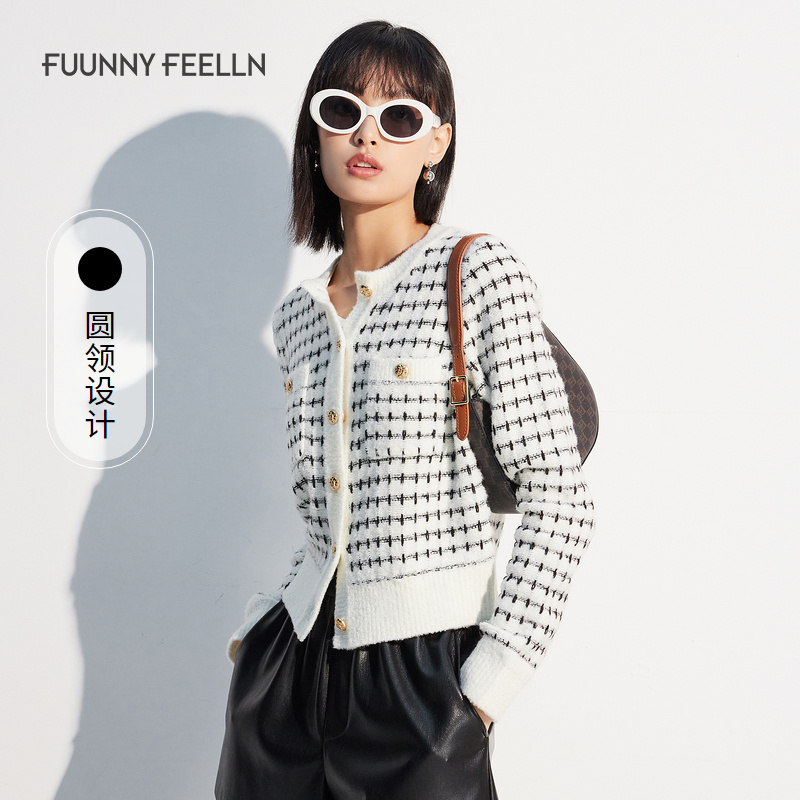商场同款FF||仿佛春夏季针织衫女开衫上衣毛衣设计感气质