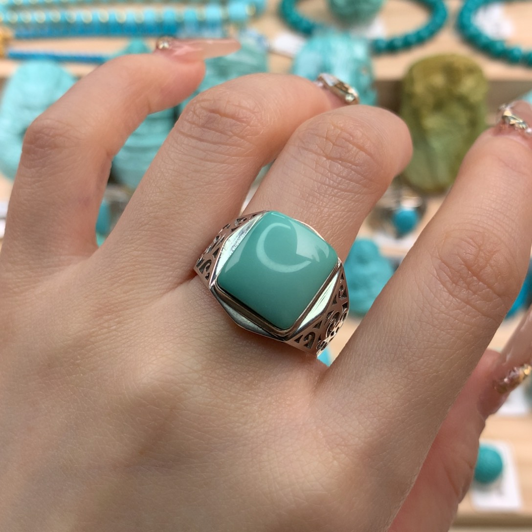 绿松石珠宝玉石银S925镶嵌