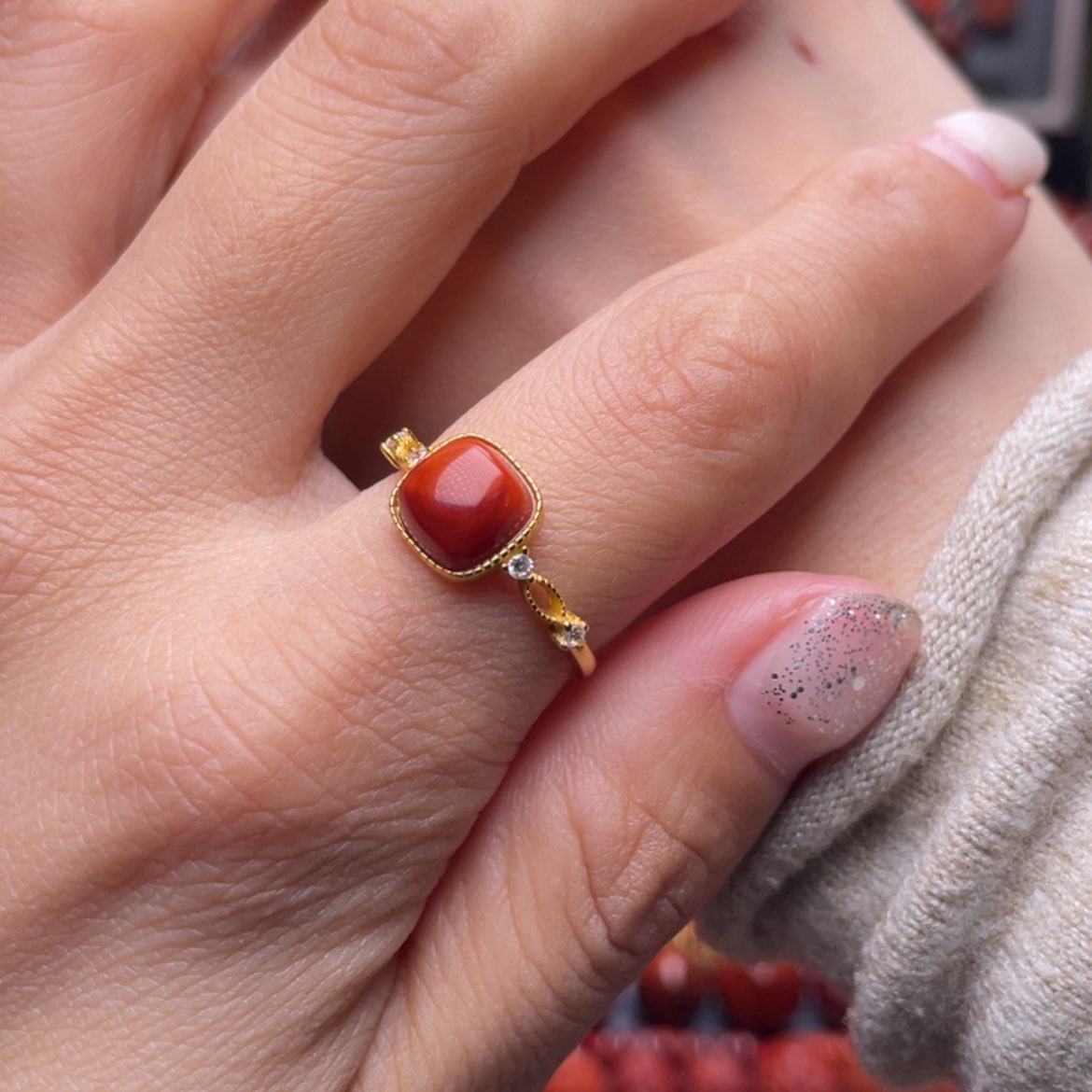 【闪购商品】南红玛瑙戒指银S925镶嵌