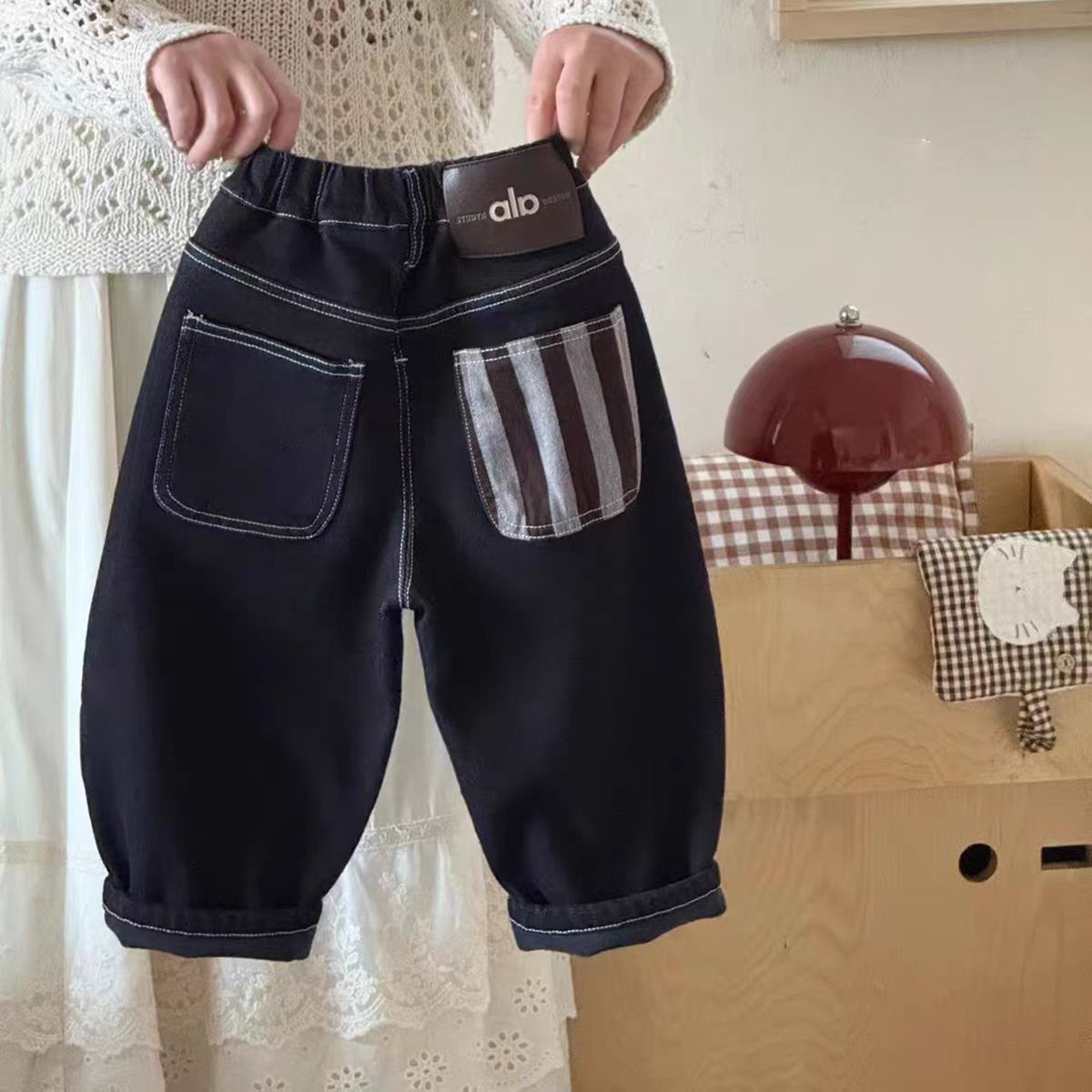 男童加绒加厚牛仔裤女童冬款直筒裤2025冬季新款儿童一体绒裤子潮