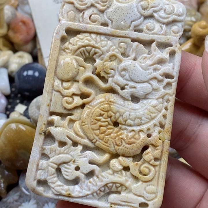 颈饰未镶嵌硅化珊瑚（珊瑚玉）有瑕