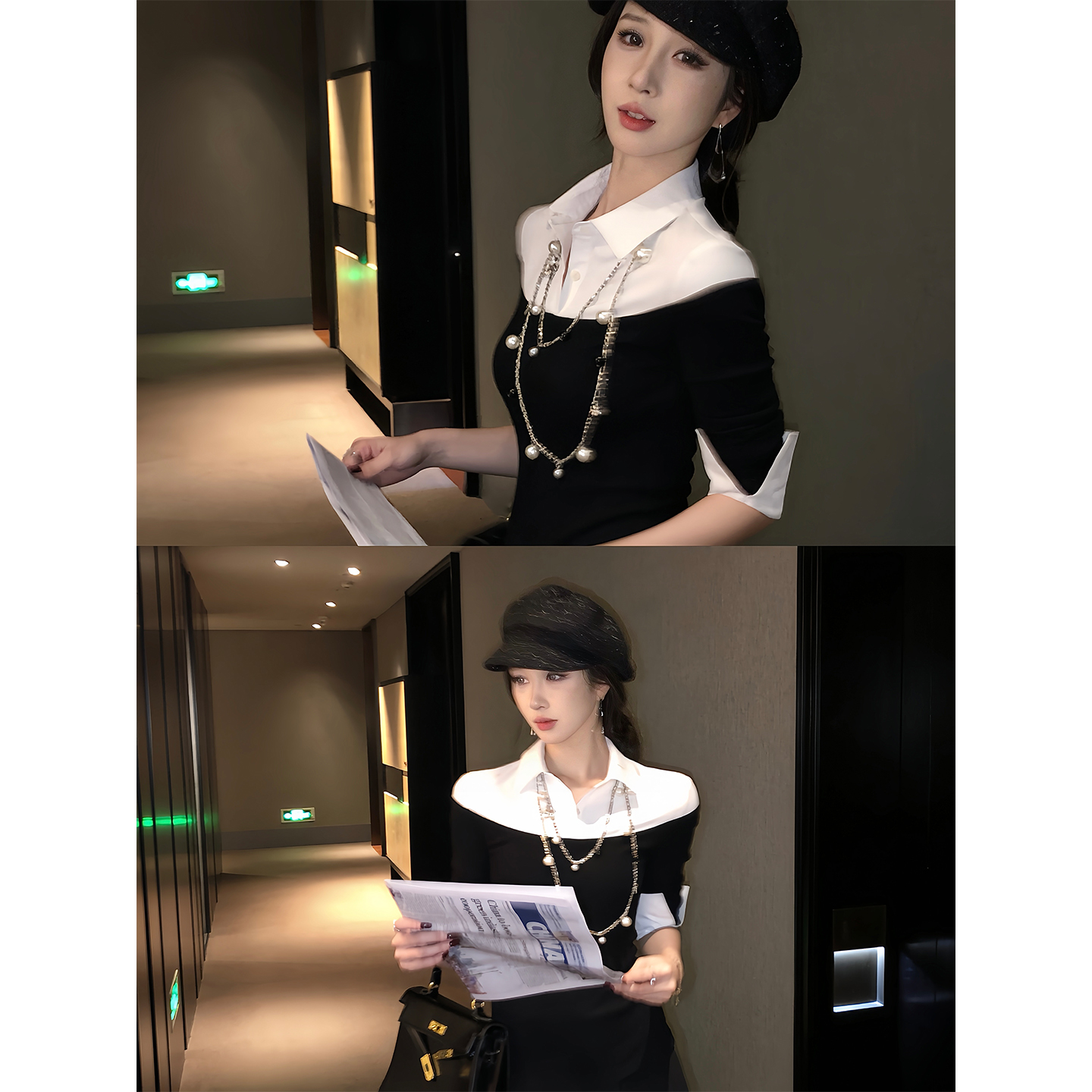 by onion 【森野惠】假两件Polo领衬衫针织衫